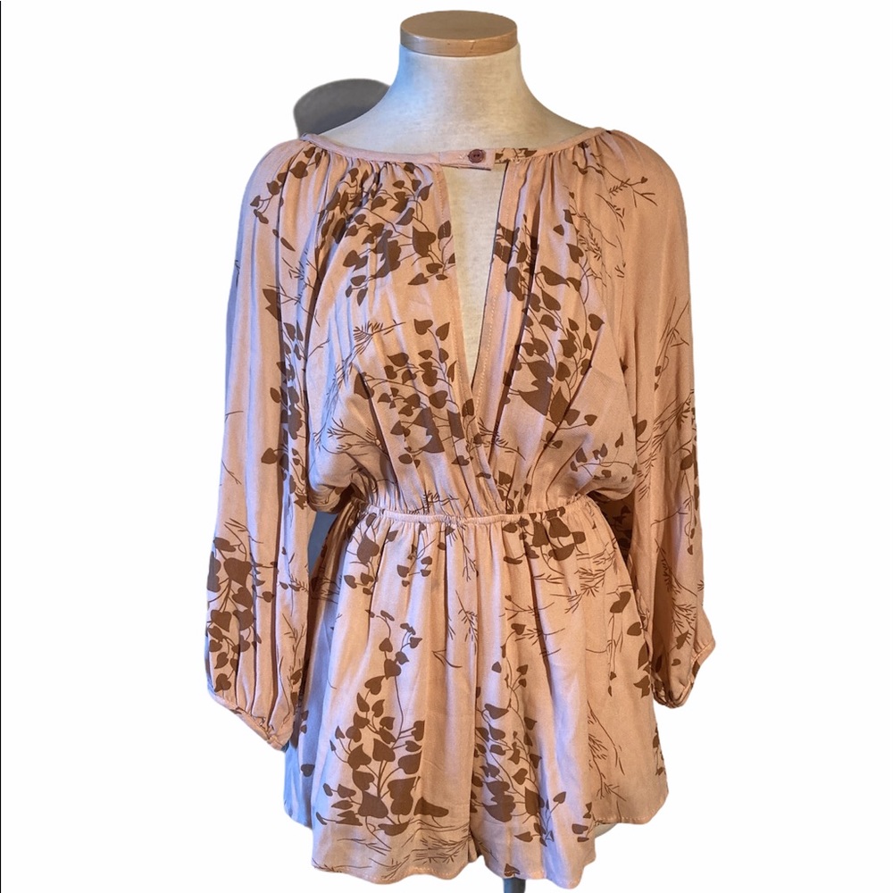 Audrey 3+1 Floral Deep V Romper Long Sleeves